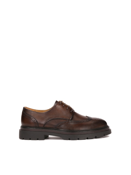 Brown derby style BROGUES with openwork embellishment ADAN