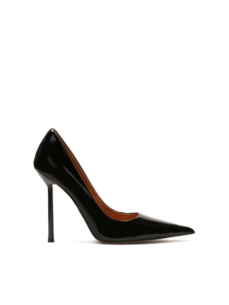 Patent leather black pumps with a slender heel EVELISSE