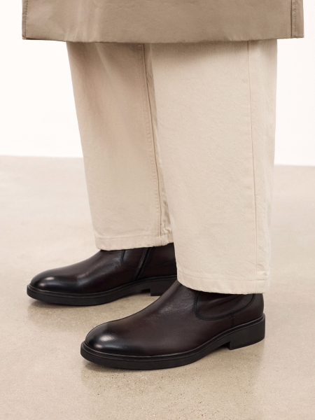 Brown leather zip-up boots VEKUNUS