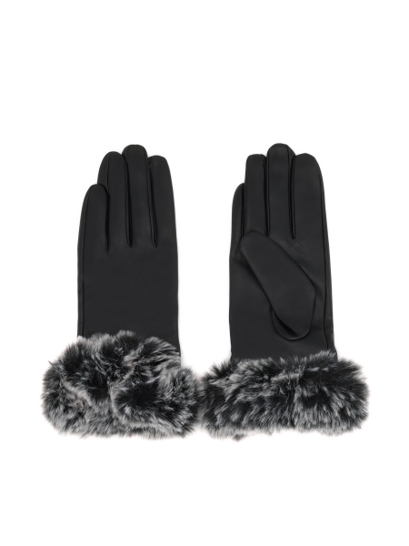Leather gloves with synthetic fur trim DOMENICA