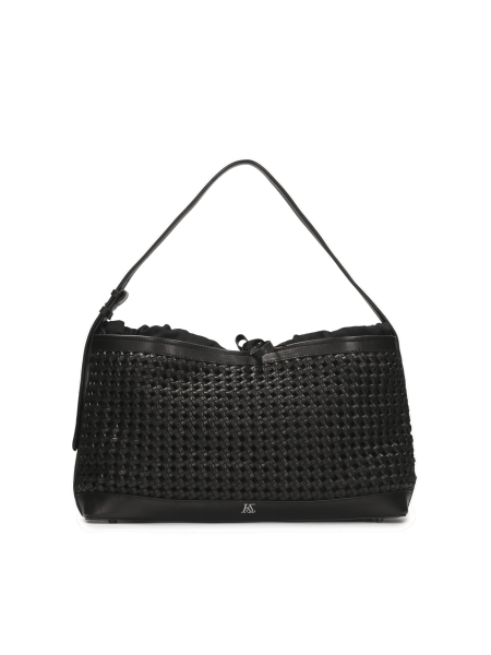 Black braided leather handbag KS CELENE