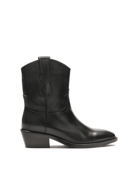 Black leather cowboy boots with slip-on upper NIRALI