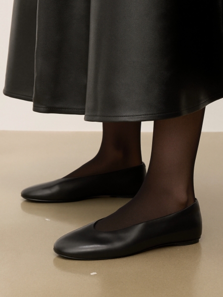 Black soft leather ballerinas  KS ANITE