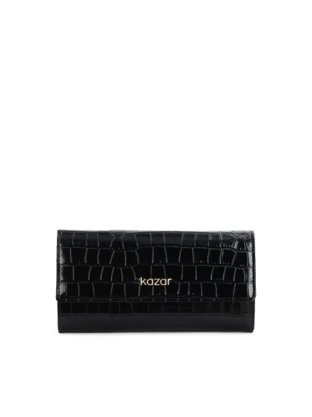 Black embossed leather wallet with magnetic closure BONILLA