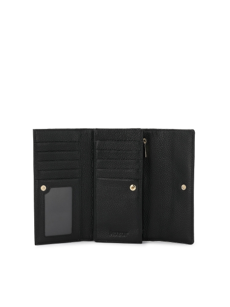 Black embossed leather wallet with magnetic closure BONILLA