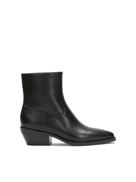 Classic black smooth leather cowboy boots ZARILEA