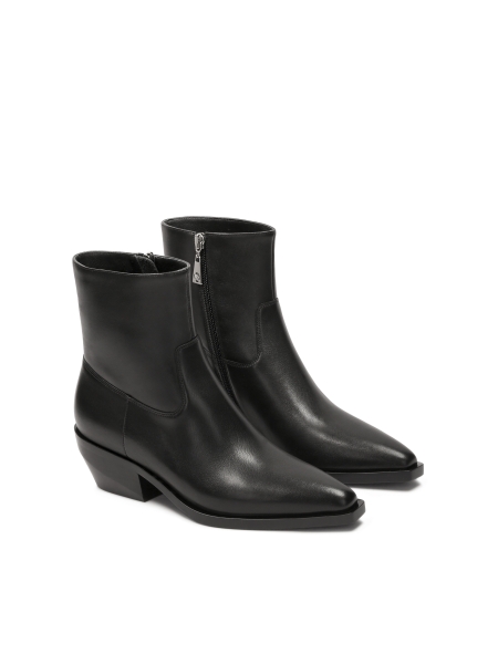 Classic black smooth leather cowboy boots ZARILEA