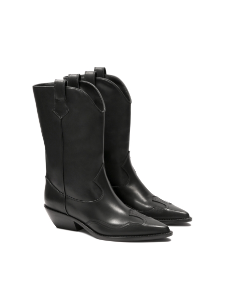 Black cowboy boots with low heels NEREIDA