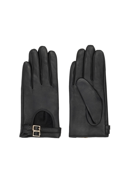 Leather gloves with cutout and straps ALMIRA