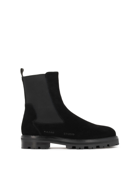 Black men's suede Chelsea boots with a solid sole KS ALCESTE
