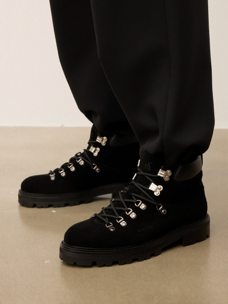 Black suede and natural leather boots KS ALCESTE