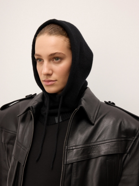 Black cashmere balaclava chimney sweater RANDI