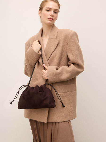 Dark brown soft suede bag KS LIVIEN