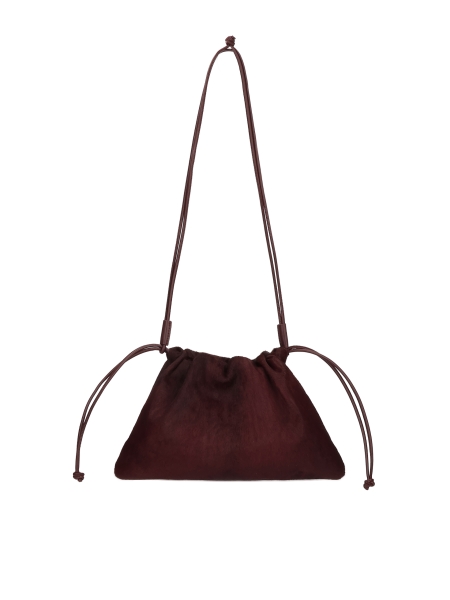 Maroon leather bag with natural bristles KS LIVIEN