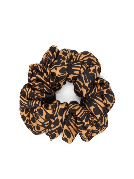 Patterned brown and black scrunchie PAPILLON