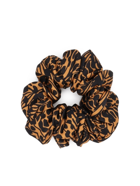 Patterned brown and black scrunchie PAPILLON