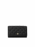 Sleek black wallet with quilting and rhinestones SANTI
