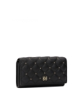 Sleek black wallet with quilting and rhinestones SANTI