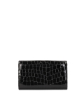 Ladies’ compact black wallet in patent leather in animal pattern SANTI