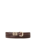 Narrow belt made of smooth leather in dark brown color  VITRA