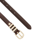 Narrow belt made of smooth leather in dark brown color  VITRA