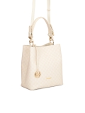 Leather handbag with beige print VICTORIA