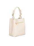 Leather handbag with beige print VICTORIA