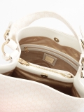 Leather handbag with beige print VICTORIA