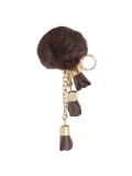 Brown key ring with pom-pom  EMMIE