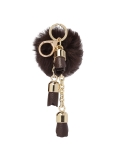 Brown key ring with pom-pom  EMMIE