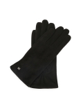 Black suede gloves with delicate logos FRIO