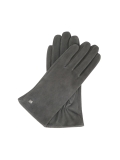 Grey women's gloves in soft suede with subtle logos FRIO