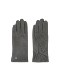 Grey women's gloves in soft suede with subtle logos FRIO