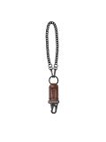 Brown leather key ring with snap hook TOMAS