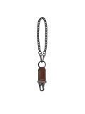 Brown leather key ring with snap hook TOMAS