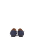 Men's stylish nubuck navy blue moccasins with an application KYLO