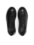Men's black leather sneakers on a perforated sole LEONID