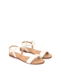 Leather flat sandals with crinkled straps CITRINE