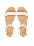 Leather flat sandals with crinkled straps CITRINE