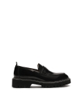 Black loafers stitched with white thread KS BLADEN
