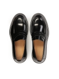Black loafers stitched with white thread KS BLADEN