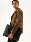 Black leather men's hand and shoulder briefcase FRANCO