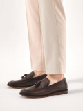 Brown leather loafers with tassels KOLOB