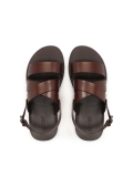 Brown leather sandals on a straight sole JOSE