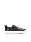 Black leather sneakers on a white sole SILVAN