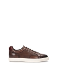 Brown leather sneakers on a white sole ALONSO