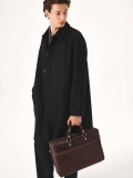 Large brown leather hand bag with aged effect ENRICO
