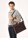 Brown leather bag with hand grips  IGNACE