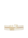 Cream narrow belt with two metal loops and chain  CARROLL
