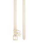 Cream narrow belt with two metal loops and chain  CARROLL